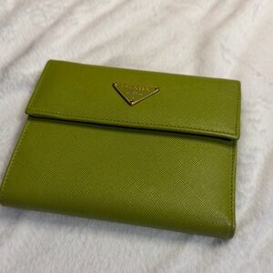Authentic Prada Chartreuse Leather Wallet
